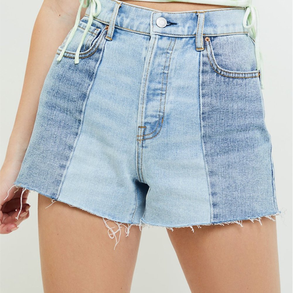 PacSun High Rise Icon Two-tone Denim Shorts Sz 26